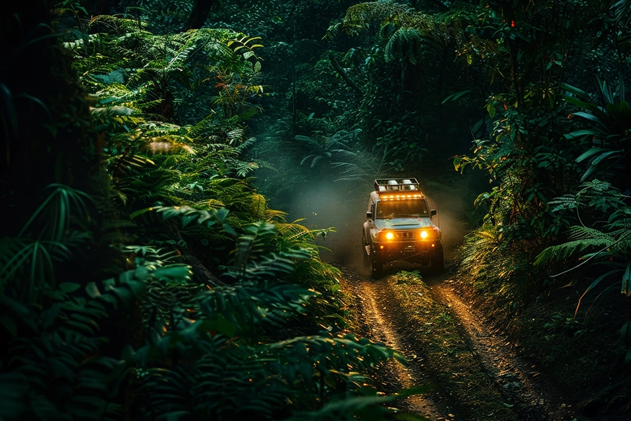 off-road car with nature terrain